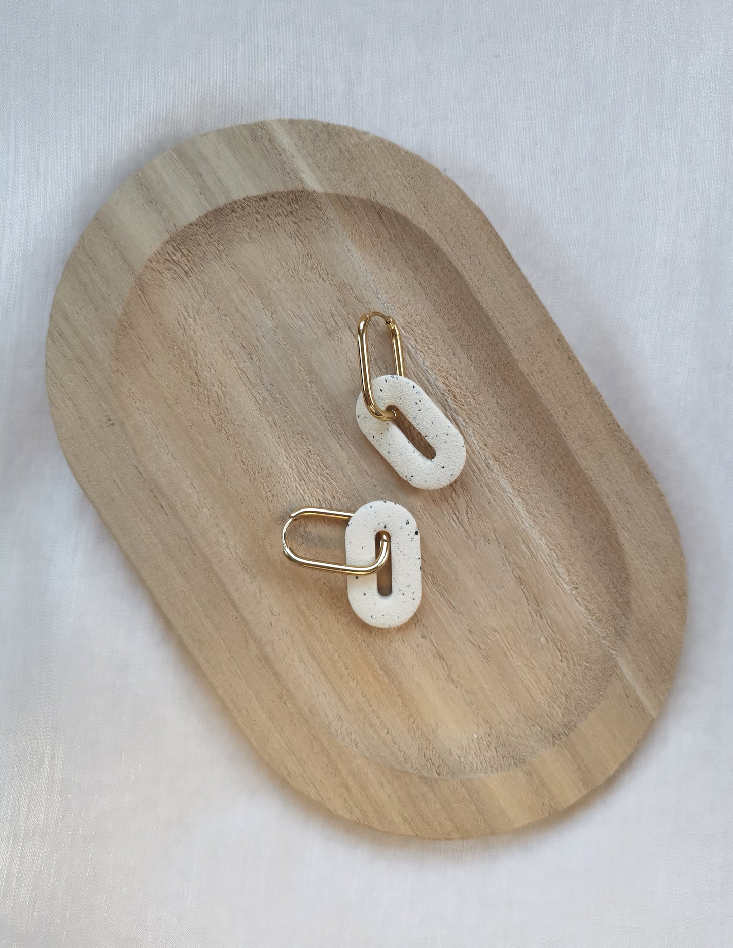 Creamy Speckles Long Hoops