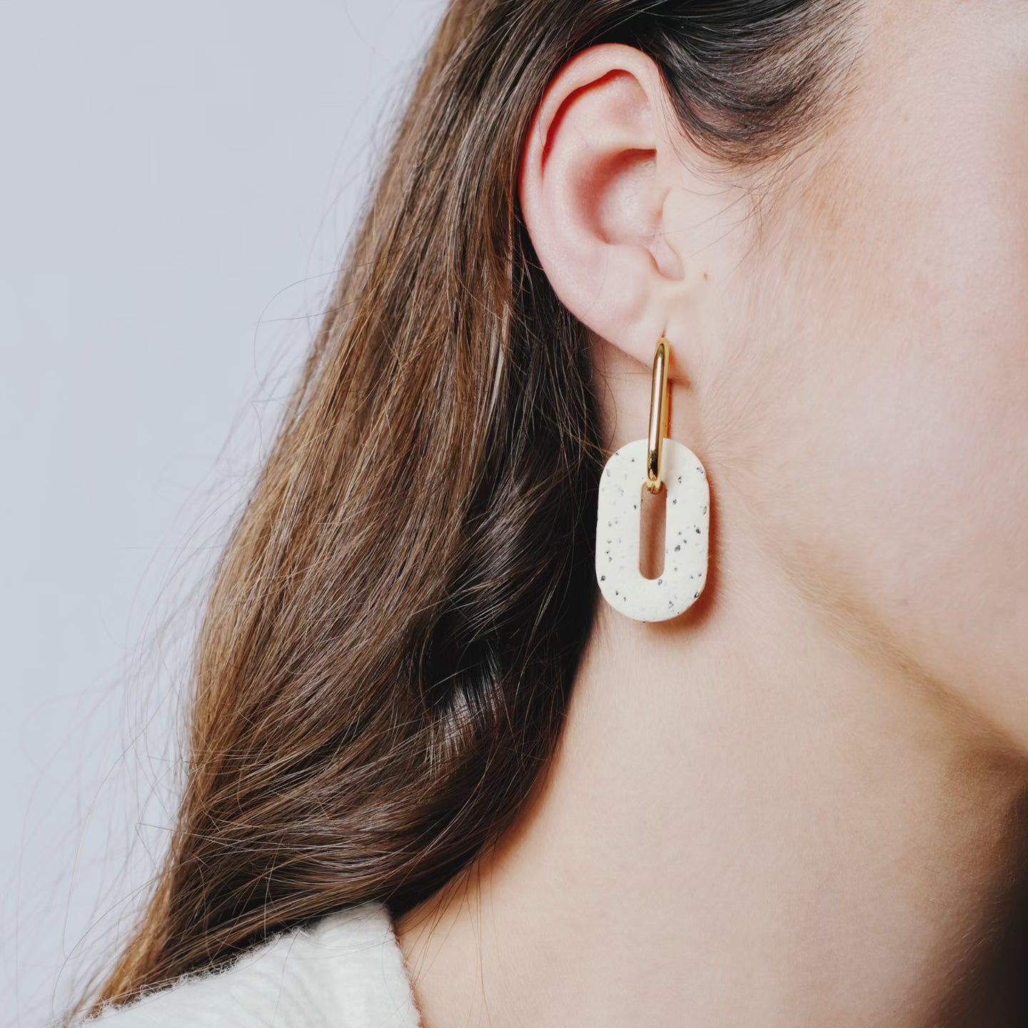 Creamy Speckles Long Hoops