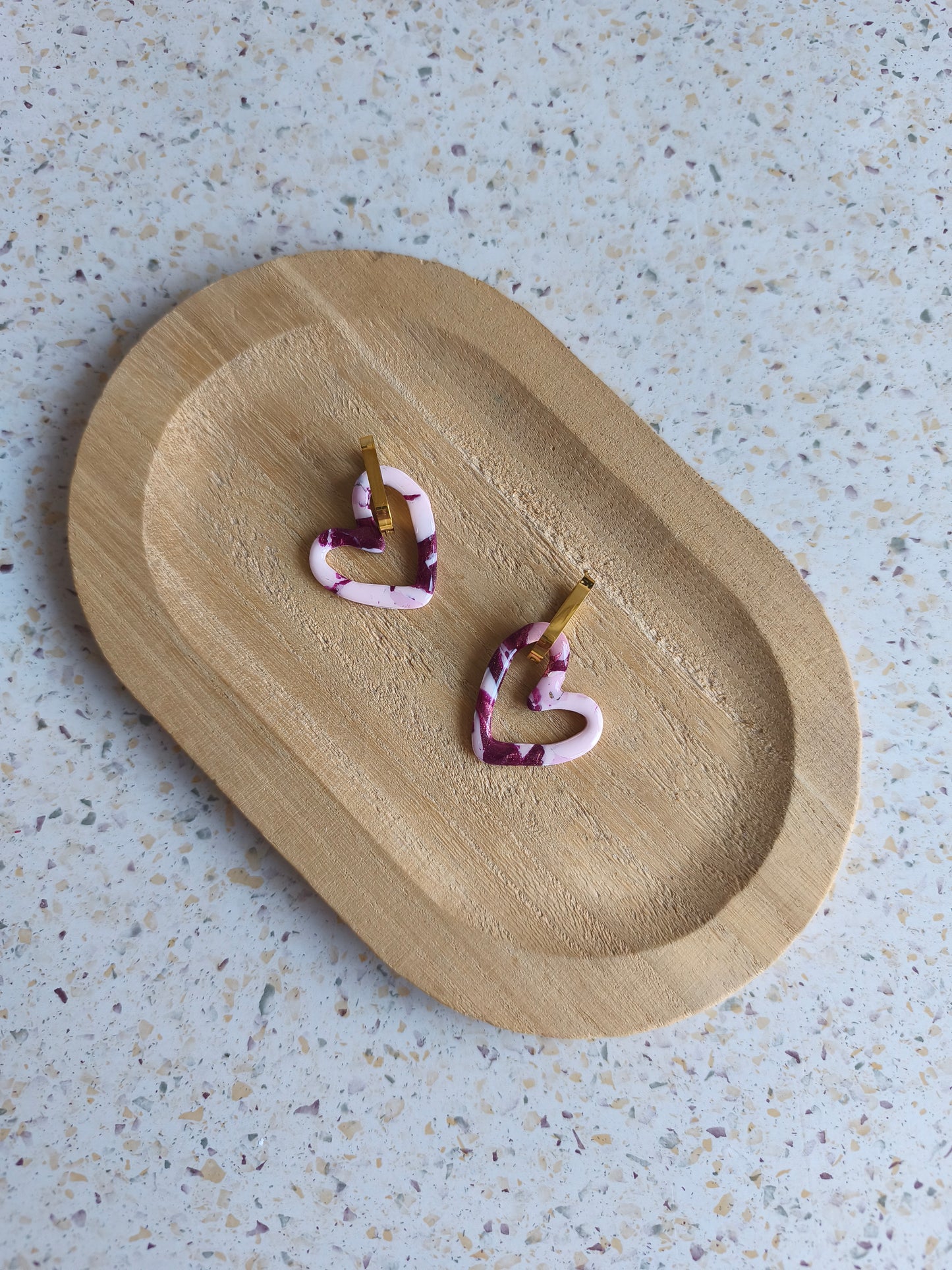 Pink Confetti Heart Hoops